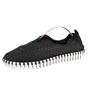 Ilse Jacobsen Tulip Women 38 Black Recycled Microfiber Slip-On Shoes Lightweight